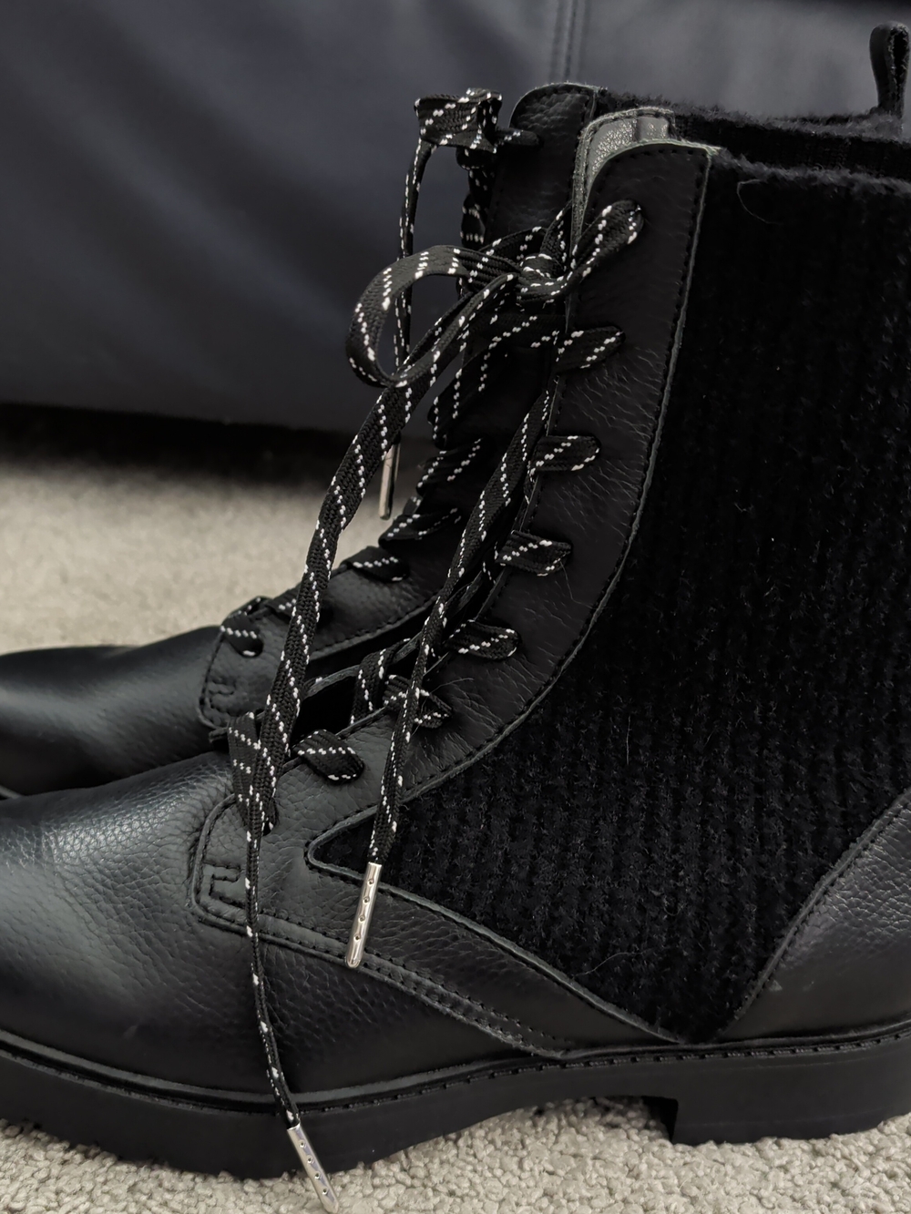 Splendid Scout Black Lace Up Ribbed Knit Thick Sole Women's Sz. 10M Combat Boots